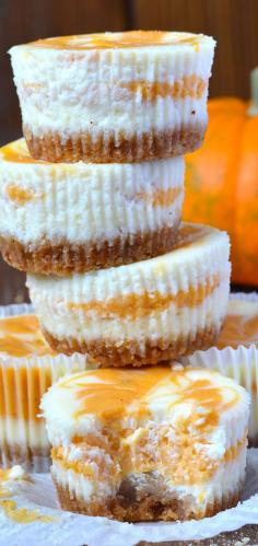 Pumpkin Swirled Cheesecakes (Mini) - OMG Chocolate DessertsFor the crust: 7 graham cracker sheets –crushed ½ teaspoon cinnamon 2 Tablespoon sugar 5 Tablespoon unsalted butter- melted For the cheesecake: 16 oz. cream cheese- softened ¾ cup powdered sugar 2 teaspoon vanilla extract 2 egg white For the pumpkin swirl: ⅓ cup pumpkin puree 1 teaspoon ground cinnamon ⅛ teaspoon ground allspice 2 teaspoon all purpose flour