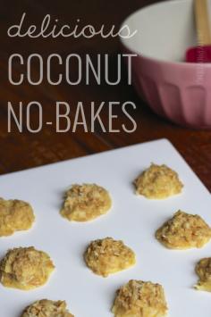 2 cups sugar 3/4 cup butter 2/3 cup milk 1 box coconut cream instant pudding mix (3.4 oz) 2 1/2 cups quick cooking oats 1 cup sweetened coconut flakes 1/2 tsp. vanilla In a large pot or pan, mix sugar, butter and milk. Bring to a boil and let boil for 2 minutes.Remove from heat and add in the remaining ingredients. Let stand 5 minutes, then scoop by the spoonful onto parchment paper. Allow to cool completely