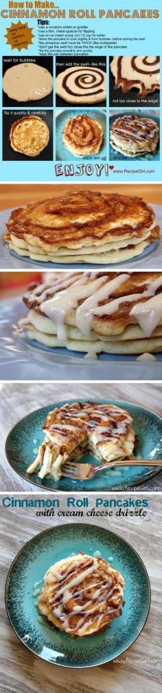 Christmas breakfast? Cinnamon Roll Pancake DIY CINNAMON FILLING: 4 tablespoons (1/2 stick) unsalted butter, just melted (not boiling) 1/4 cup + 2 tablespoons packed light brown sugar 1/2 tablespoon ground cinnamon CREAM CHEESE GLAZE: 4 tablespoons (1/2 stick) unsalted butter 2-ounces cream cheese, at room temperature 3/4 cup powdered sugar 1/2 teaspoon vanilla extract